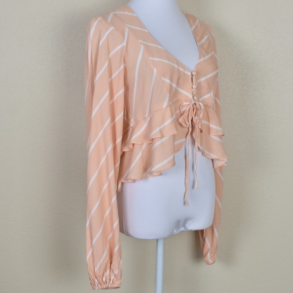 Free People Samifran Stripe Ruffle Crop Top NEW XS - Picture 6 of 8